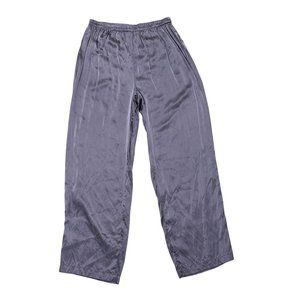 Studio L 100% Silk Gray Wide-Leg Elastic Waist Pants Womens Size L VTG Y2K